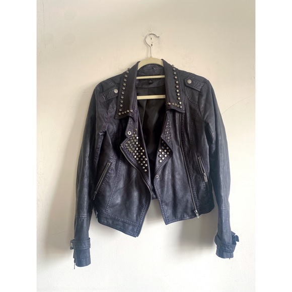 Vegan Leather Moto Studded Jacket Small - Picture 7 of 7